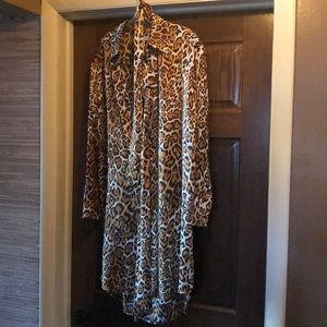 Leopard print silk shirt dress